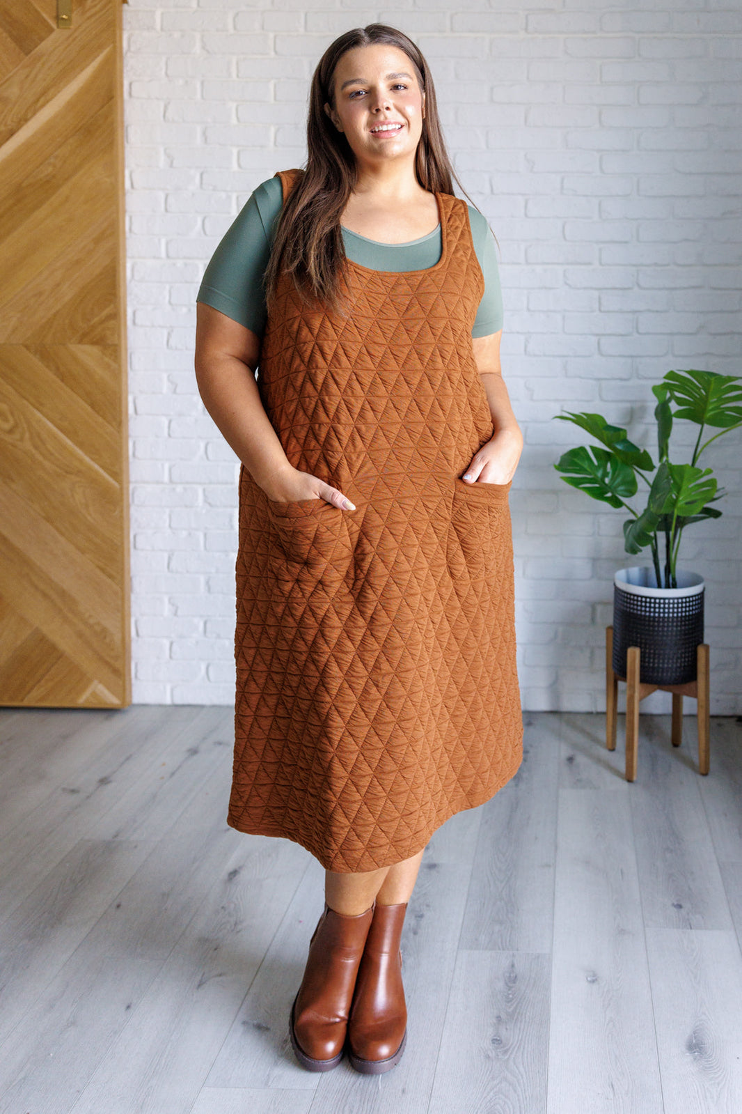 Free Falling Quilted Midi Dress - SwagglyLife Home & Fashion